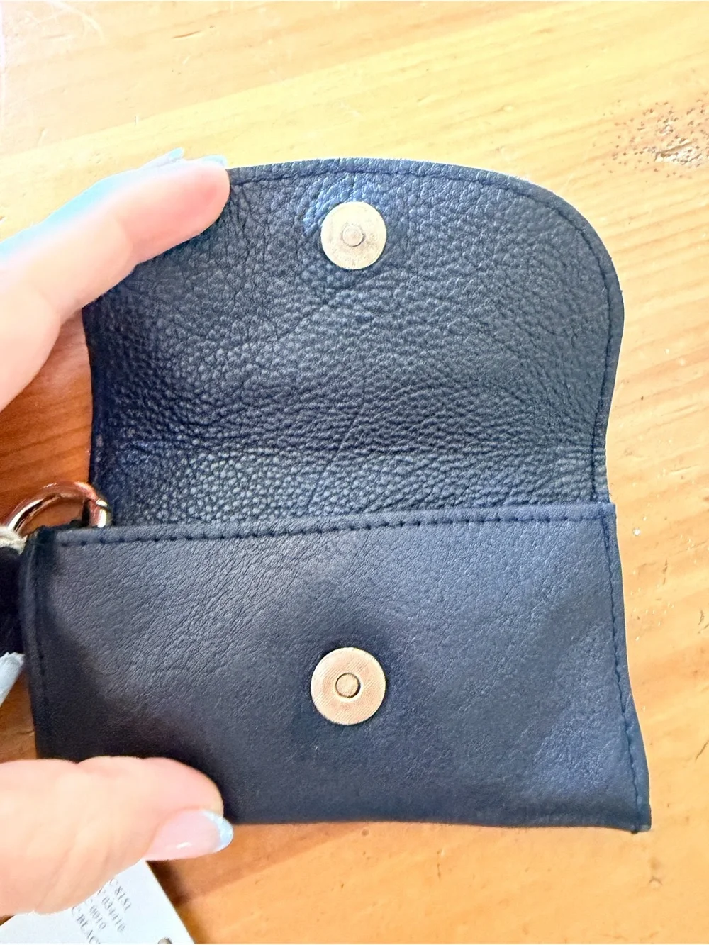 Free People Black Leather Key & Card Holder with Wristlet